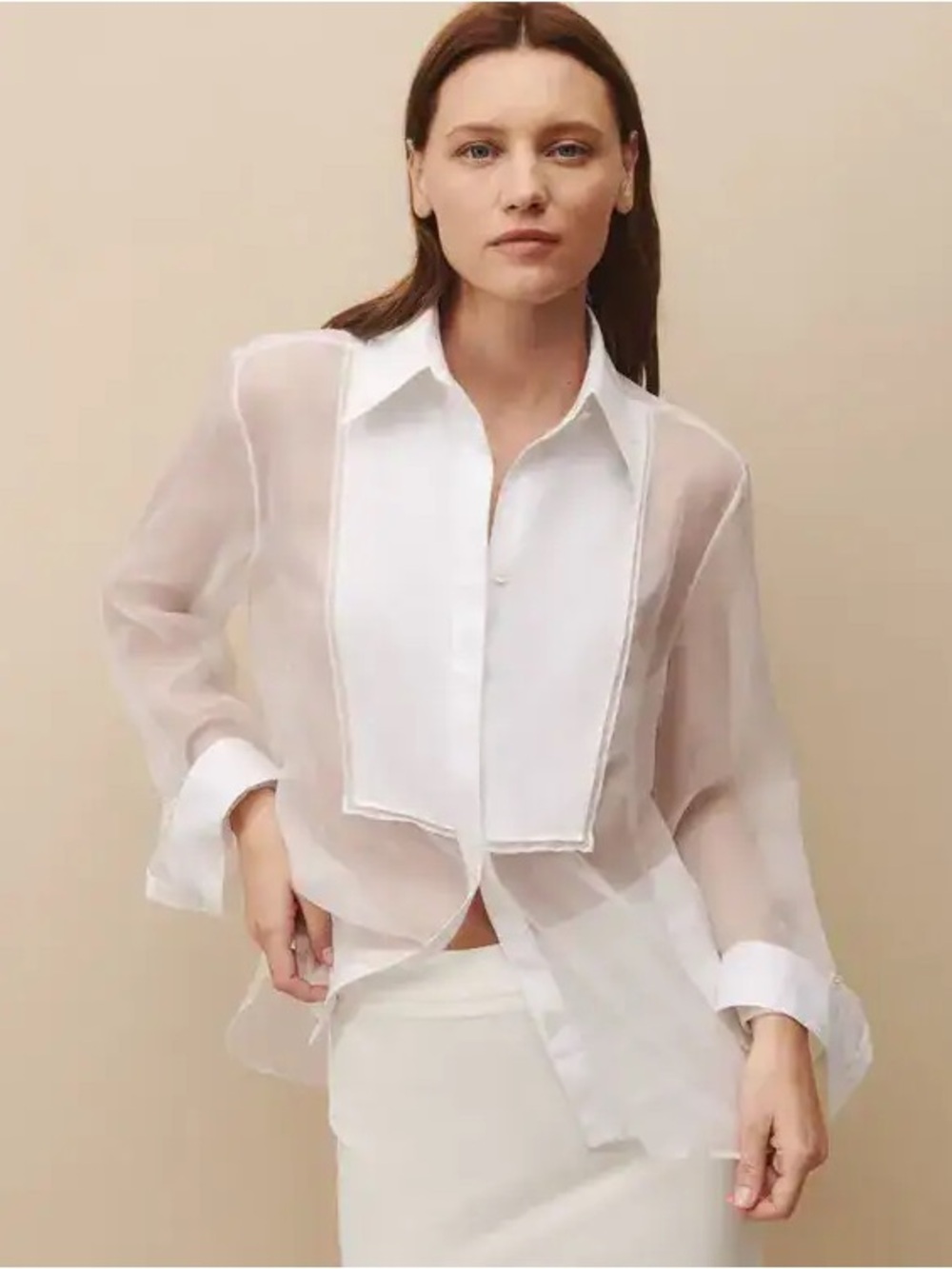 TWP Then Again Silk Organza Tuxedo Shirt size Medium